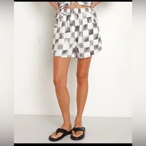 Jen's Pirate Booty XS Ocean Front Kula Shorts Silver Check Boho Beach Summer